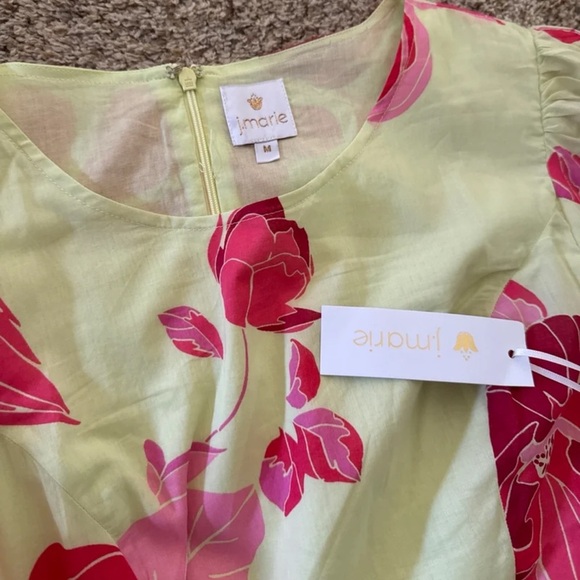 NWT J. Marie The Alara Puff Sleeve Ruched Dress 
size Medium - Picture 11 of 12